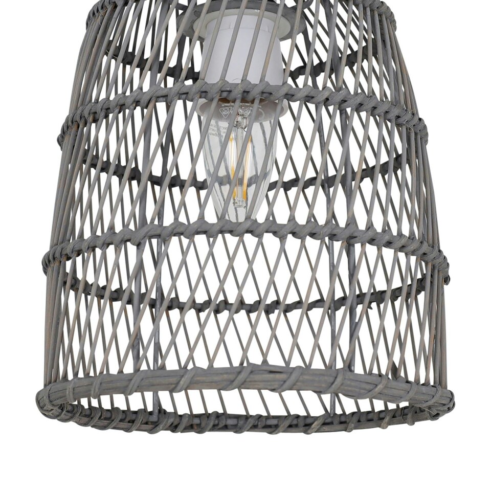 image 1 of Set of 2 Bamboo - Grey Bamboo Easy Fit Pendant Shades Grey