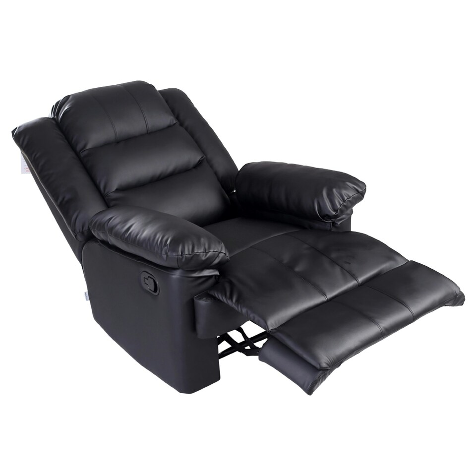 image 1 of Loxley Bonded Leather Manual Recliner Armchair Sofa Home Lounge Chair (Black)