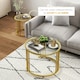 image 5 of HOMCOM 2 Pieces Round Nesting Coffee Tables with Tempered Glass Top, Gold Tone | Gold | 60x60x47