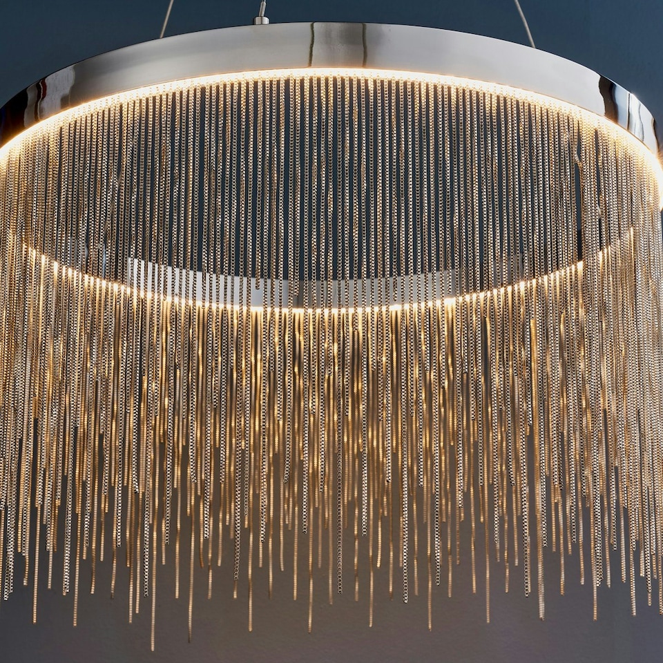 image 1 of Zelma LED 1 Light Pendant Chrome, Silver Chain