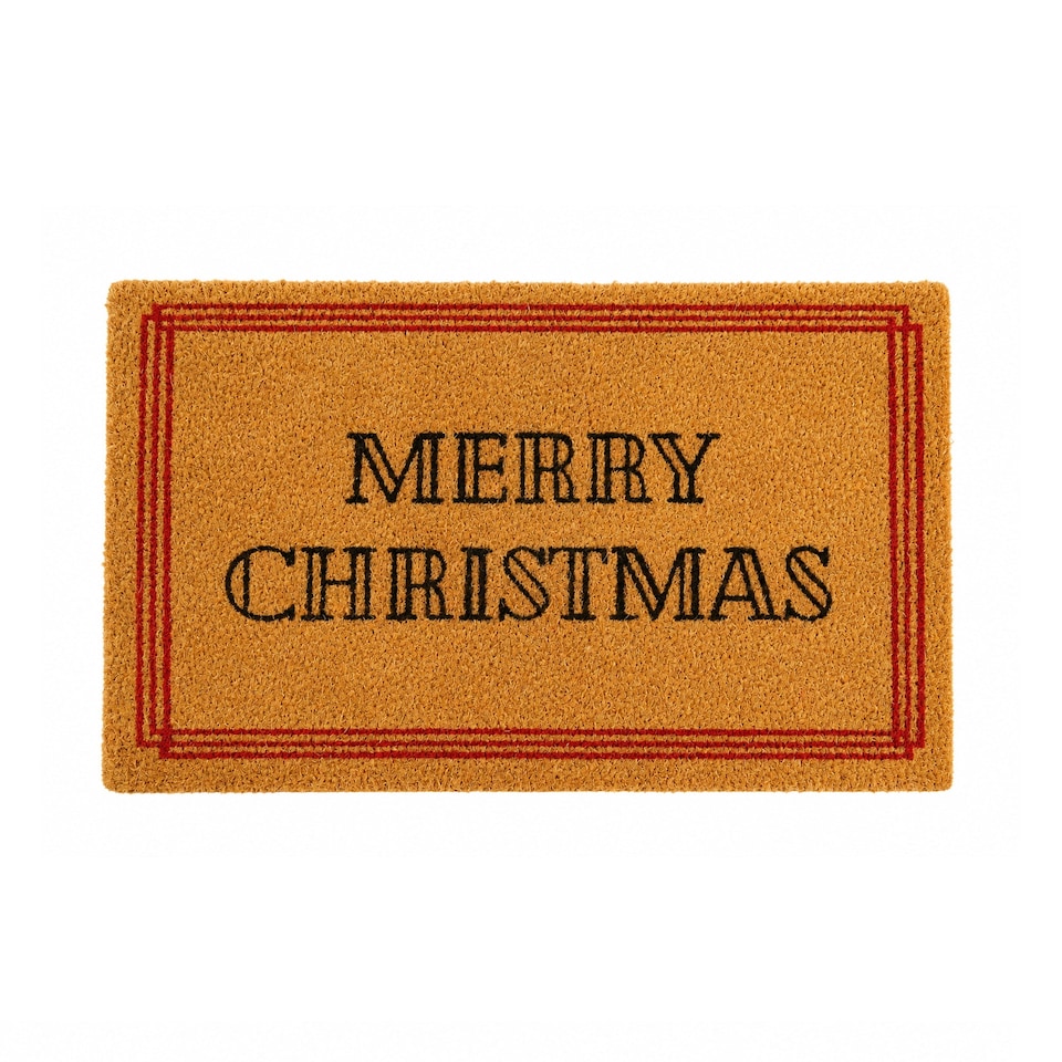 image 1 of Red & Natural Coir “Merry Christmas” Door Mat - 40cm X 60cm