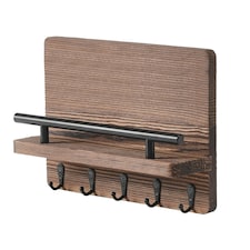 Living and Home Rustic Paulownia Wall Key Holder - Brown