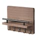 image 1 of Living and Home Rustic Paulownia Wall Key Holder - Brown