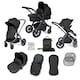 image 1 of Stomp Luxe 2-in-1 Pram – Birth to Approx. 4 Years, Foldable, All-Terrain, Rain Cover, Footmuff, Puncture-Proof Wheels & More (Black/Midnight/Black)