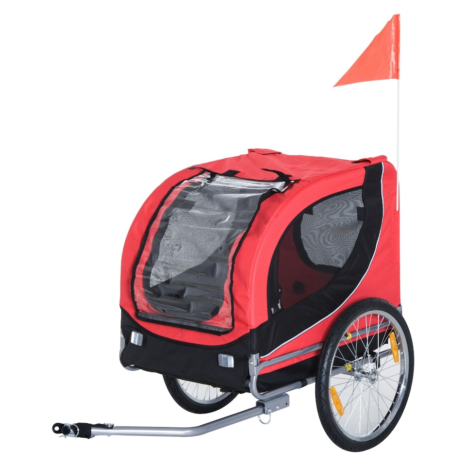 image 1 of PawHut Steel Frame Bike Trailer Dog Carrier