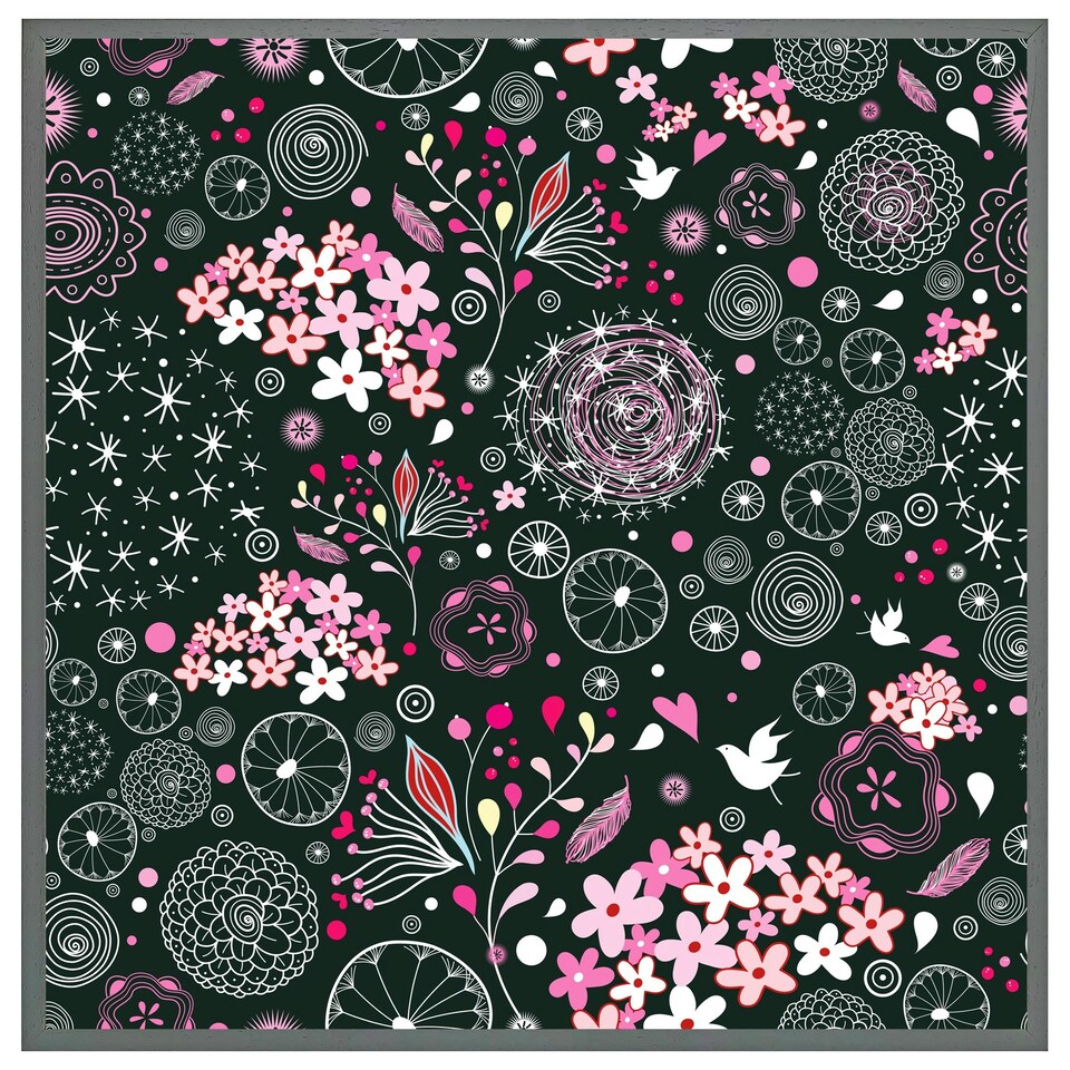image 1 of Different flowers, shapes & birds (Picture Frame) Brown | S