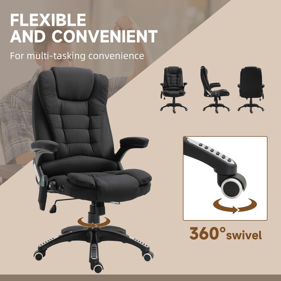image 1 of Vinsetto Office Chair w/ Massage and Heat, Relaxing Reclining Black
