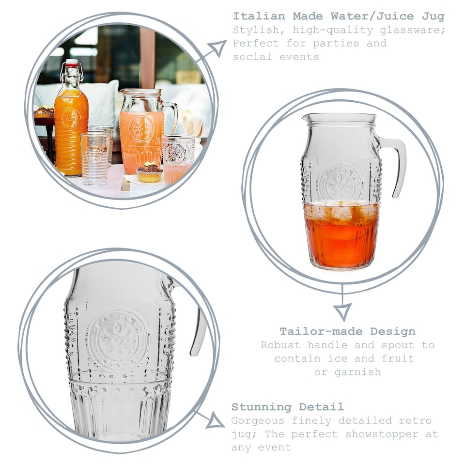 image 1 of Bormioli Rocco Romantic Glass Water Jug - 1.8 Litre - Clear