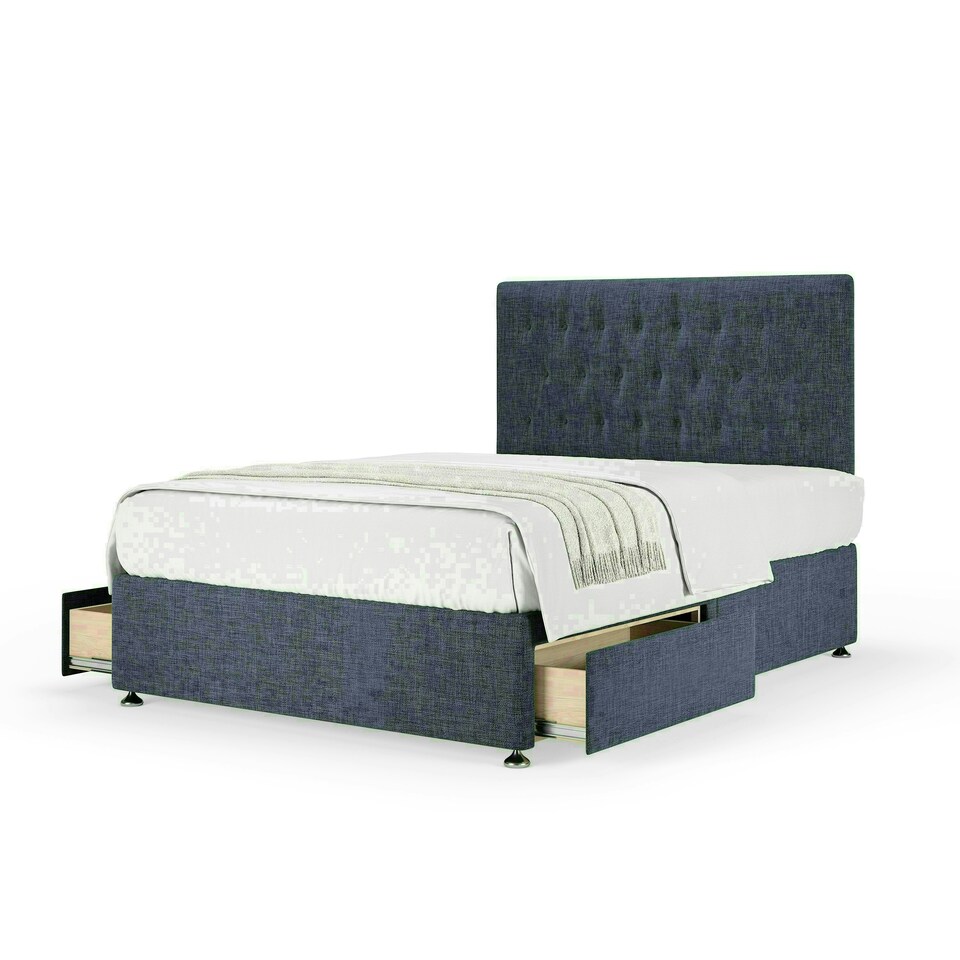 Midnight Linen 2 Drawer Divan Base and Lona Headboard Single
