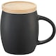 image 3 of Avenue Hearth Ceramic Mug With Wood Lid/Coaster - Solid Black/White - 10.4 x 7.5 cm