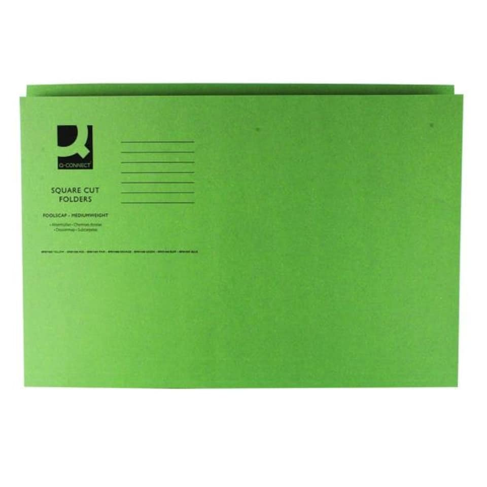 image 1 of Square Cut Folder Mediumweight 250gsm Foolscap Green (Pack of 100)