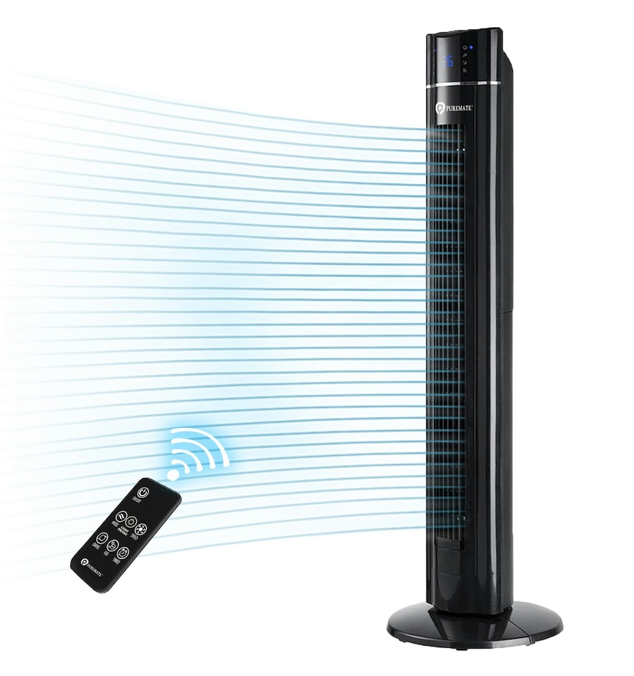 image 1 of 43 inch Oscillating Tower Fan with air Purifier and Aroma Function Black