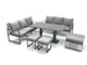 image 1 of Fimous 9 Seater Aluminium Outdoor Garden Furniture Set with Adjustable Rising Lifting Dining Table 3 Seater Sofa 3 Footstools Dark Grey