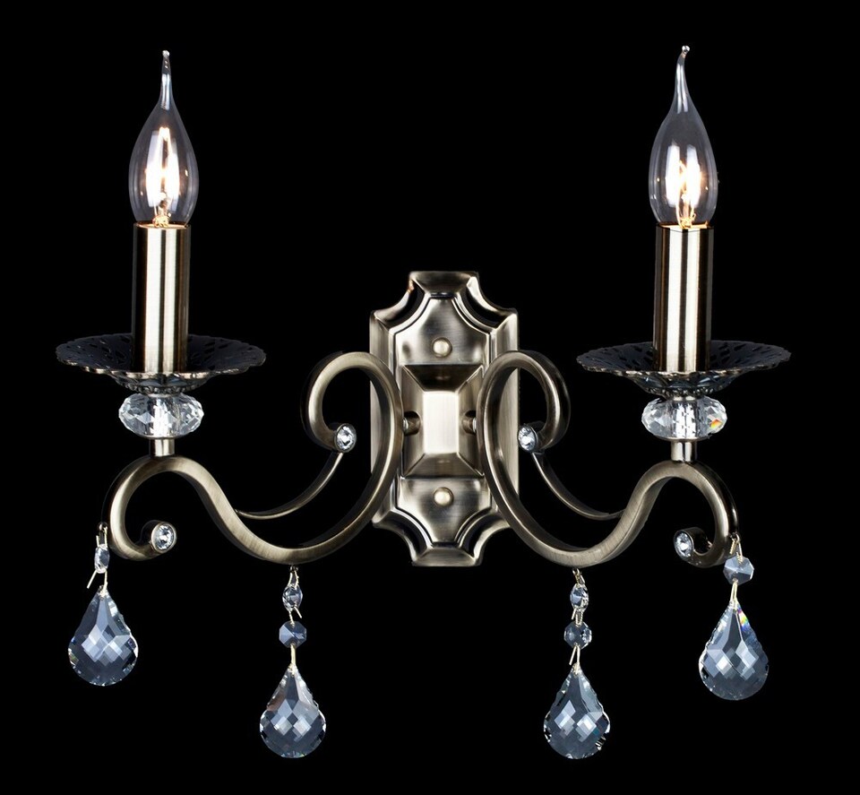 image 1 of Grace Wall Candle Lamp Brass & Crystal, 2 Light, E14
