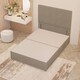 image 3 of Divan Bed Base with 2 Drawers & Plain Floor Standing Headboard Tweed Fabric | Brown | Natural