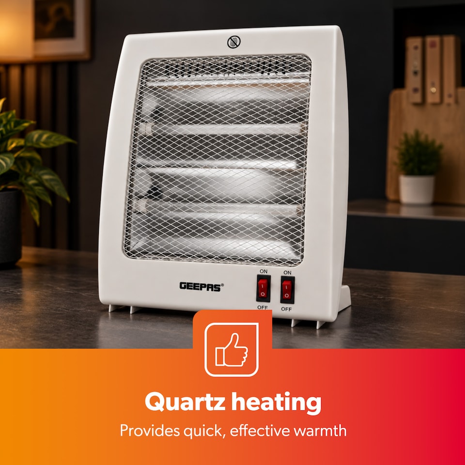 image 1 of GEEPAS Quartz Halogen Heater Portable Room Heater 800W