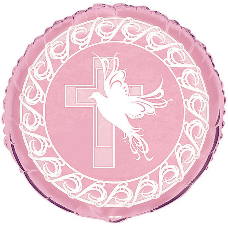 Unique Party Dove Cross Communion Foil Balloon - Pink/White - One Size