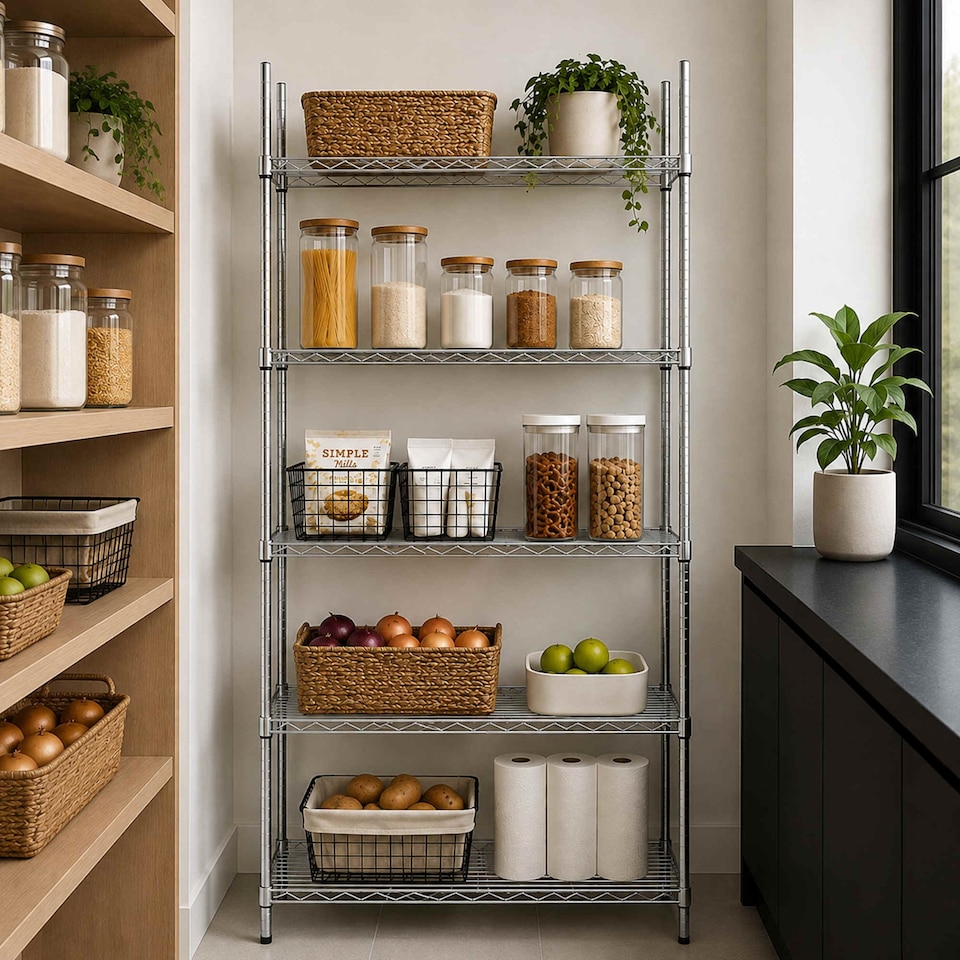 image 1 of 5 Tier Heavy Duty Steel Wire Rack Shelf Storage Shelving Unit