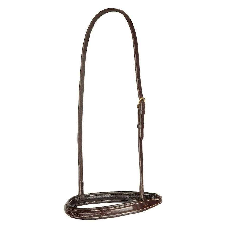 Salisbury Fairford Leather Horse Noseband - Australian Nut - Small Pony