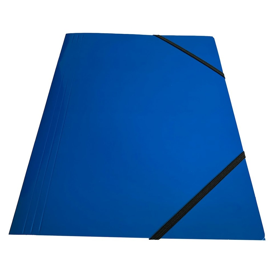 image 1 of Janrax A4 Blue Laminated Card 3 Flap Folder with Elastic Closure