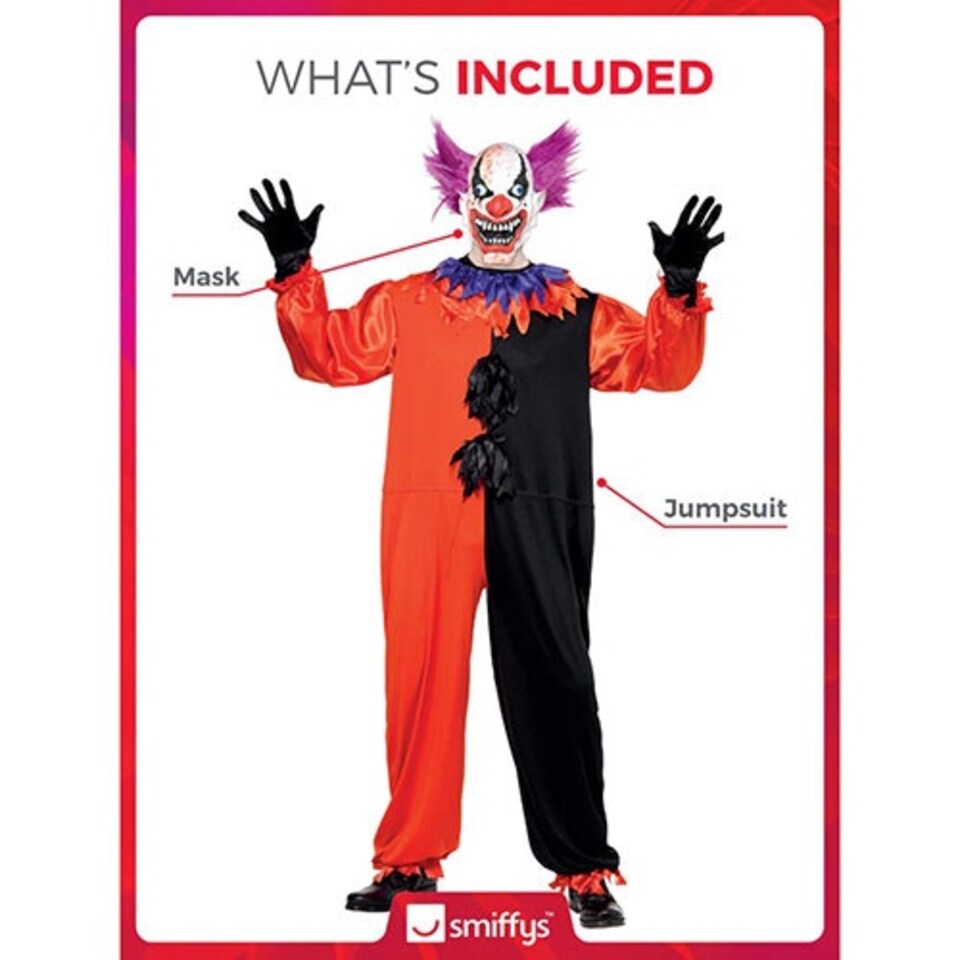 image 1 of Scary Bo Bo the Clown Cirque Sinister Fancy Dress Costume Adult Mens Extra Large