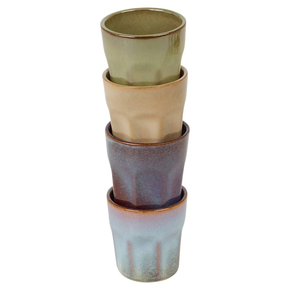 image 1 of 90ml Espresso Coffee Cups Multi Colours Small Ceramic Mugs Set Stoneware | Multi | Multicoloured | Set of 4 Mugs