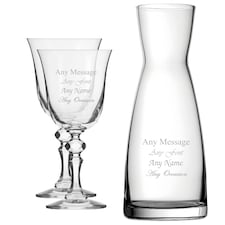 Personalised Engraved Set of 2 Crystal Jasmine Wine Glass Carafe Set
