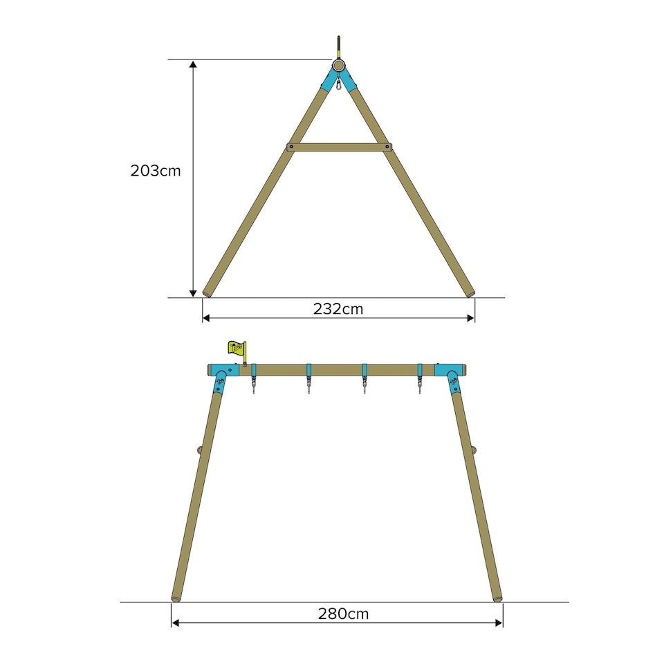 image 1 of TP Sherwood Double Wooden Swing Set with Rapide Swing & Button Seat - PEFC certified