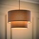 image 2 of ValueLights Jodie Two Tier Grey Linen Drum Lamp Shade and Bulb Grey