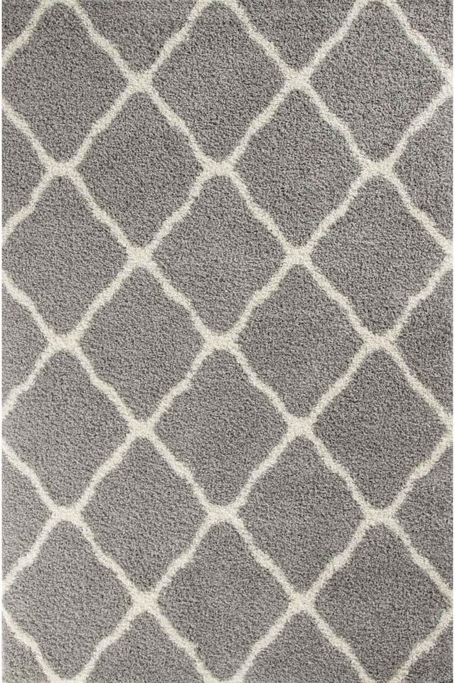 image 1 of The Rugs Moroccan Collection Soft High Pile Shaggy Lattice Floor Rugs and Runners Living Room