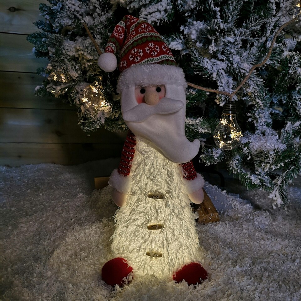 image 1 of 46cm Battery Operated LED Standing White Santa Christmas Decoration