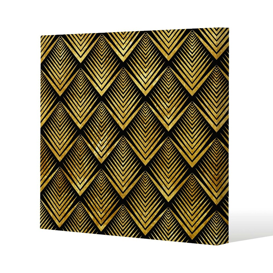 image 1 of Golden Geometric Flower Pattern (Canvas Print) 127 x 127 x 4cm