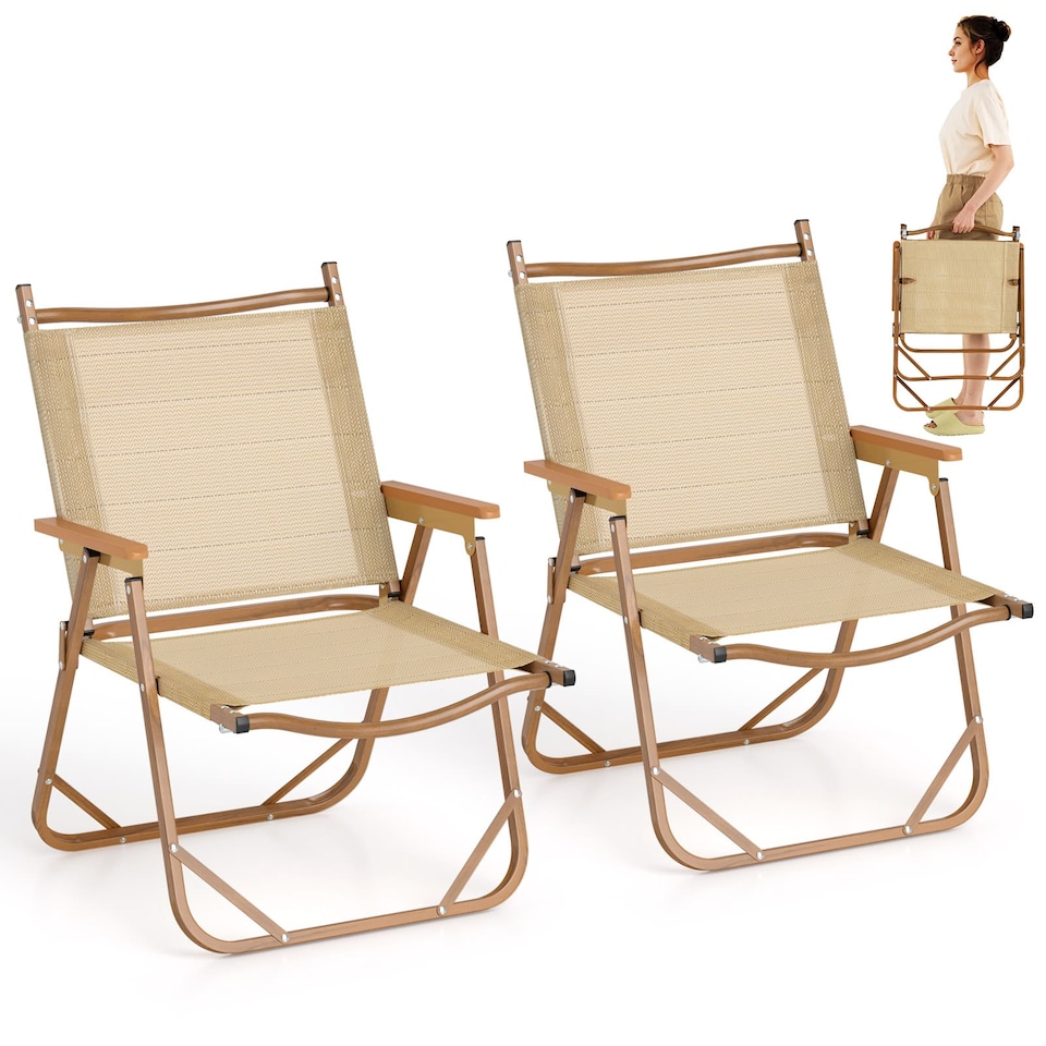 image 1 of COSTWAY Set of 2 Folding Camp Chairs Lightweight Beach Chairs | Multi