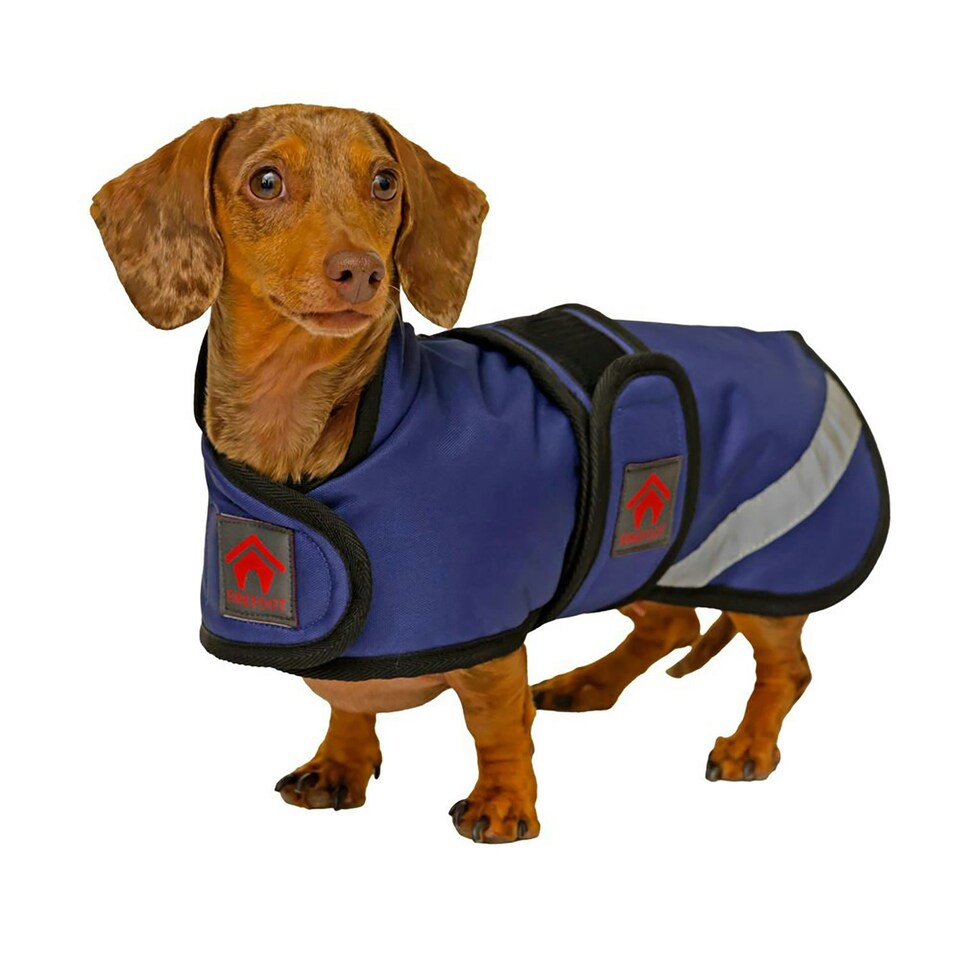 image 1 of Firefoot Dachshund Fleece Lined Outdoor Dog Coat - Navy - M-16cm