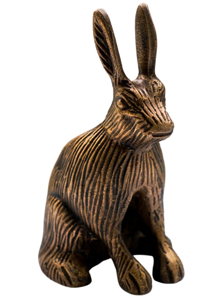 image 1 of Cast Aluminium Hare Candle Holder - Aluminium - L9.5 x W10 x H18 cm - Antique Brass | Brown | 1
