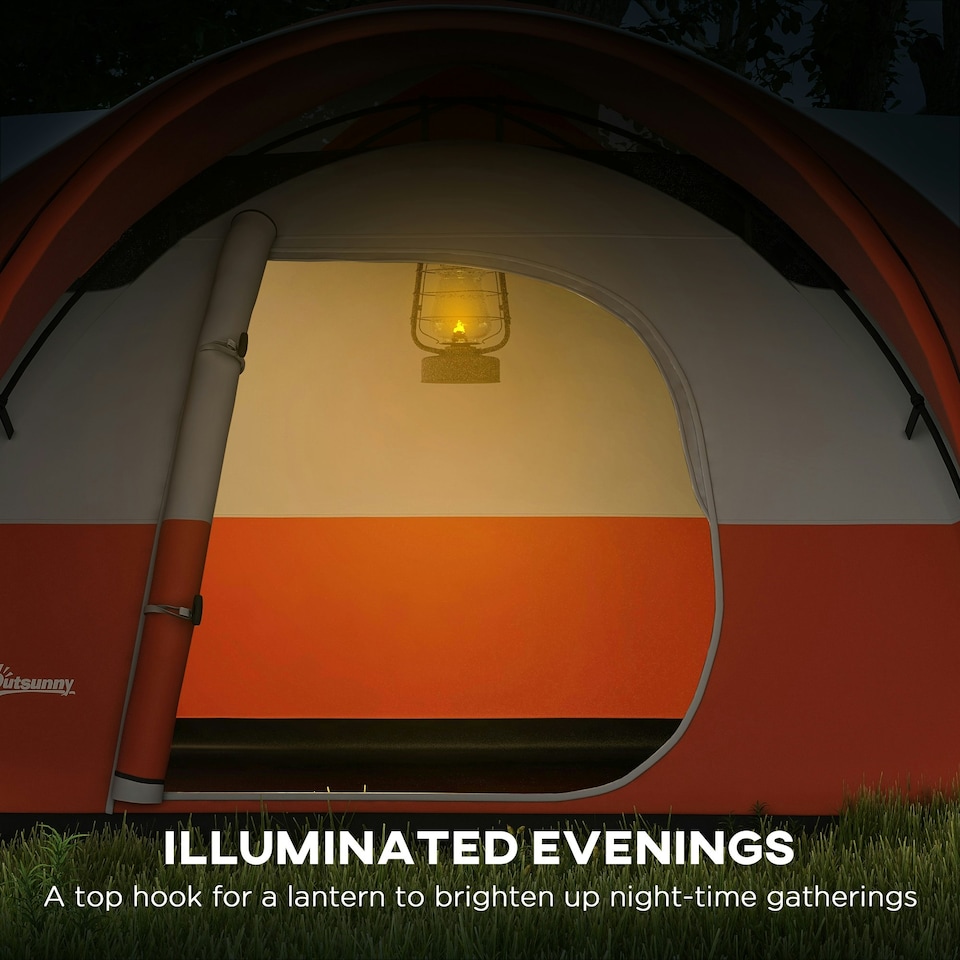 image 1 of Outsunny 3000mm Waterproof Camping Tent w/ Porch & Sewn in Groundsheet, Blue