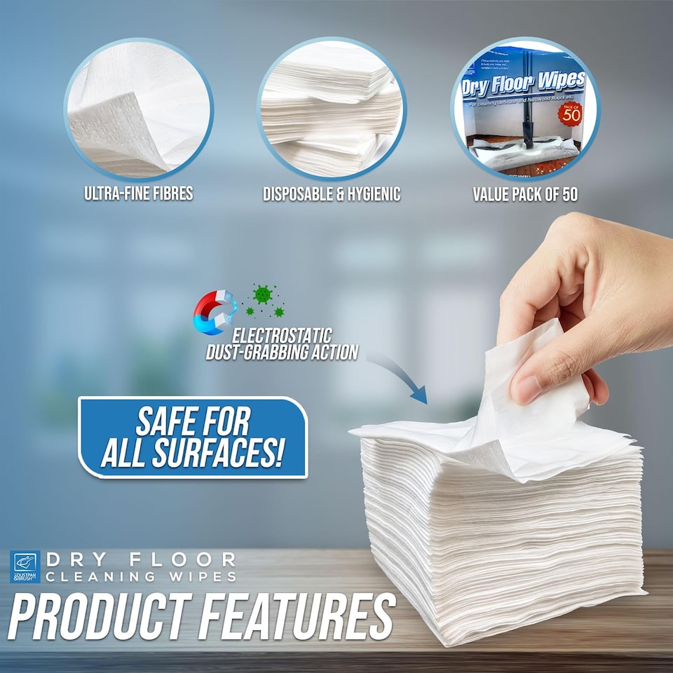 image 1 of Dry Floor Cleaning Wipes for Static Floor Mops Compatible with Flash Mop