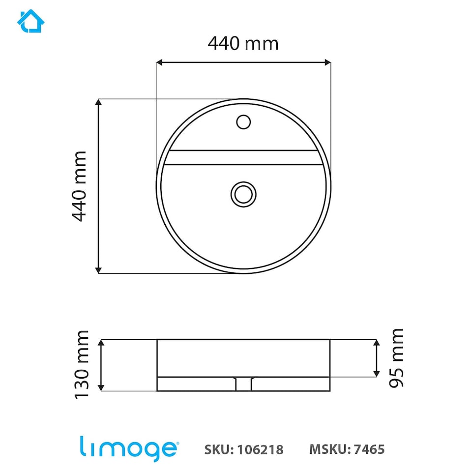 image 1 of Limoge 7465 Ceramic All-in-One Thick-Edge Countertop Basin