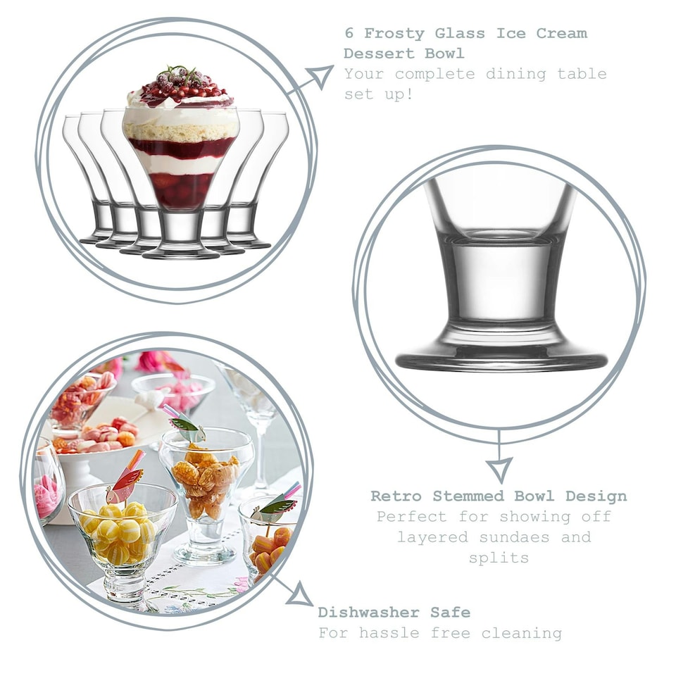 image 1 of LAV Frosty Ice Cream Bowls - 9cm - Clear - Pack of 6 Clear