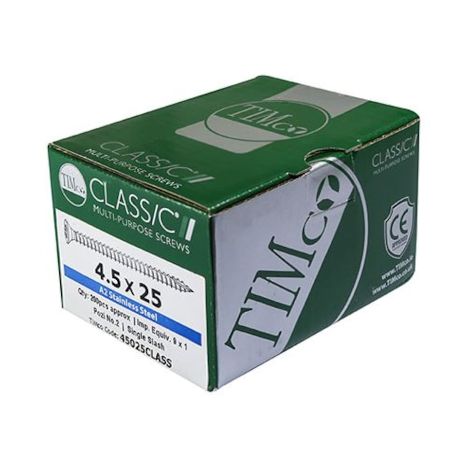 image 1 of Timco - Classic Multi-Purpose Screws - PZ - Double Countersunk - A2 Stainless Steel (Size 6.0 x 130 - 100 Pieces)
