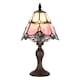 image 2 of Quirky and Petite Pink Stained Glass Tiffany Lamp with Clear Strip and Beads | Pink