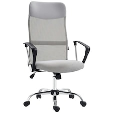 HOMCOM Executive Office Chair High Back Mesh Back Seat Desk Chairs, Light Grey
