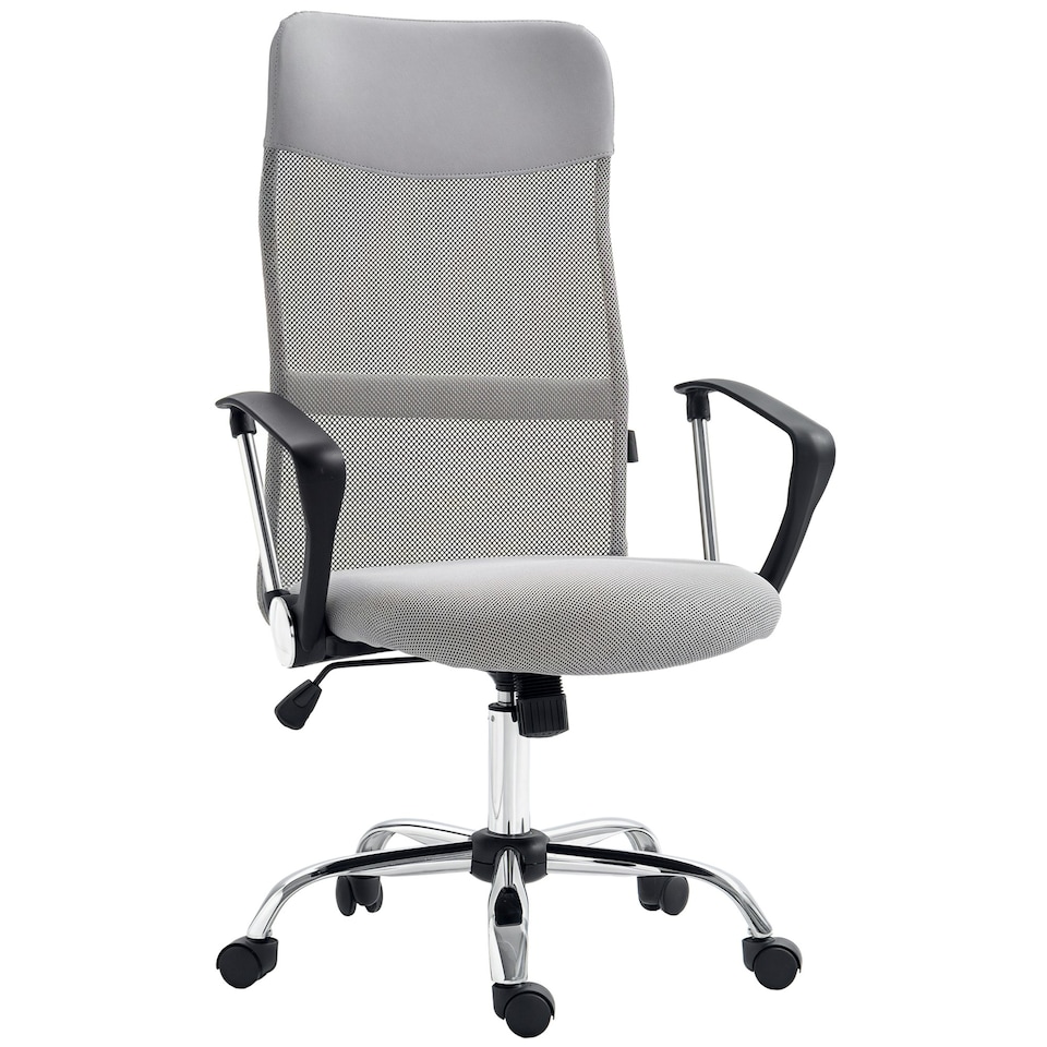image 1 of HOMCOM Executive Office Chair High Back Mesh Back Seat Desk Chairs, Light Grey