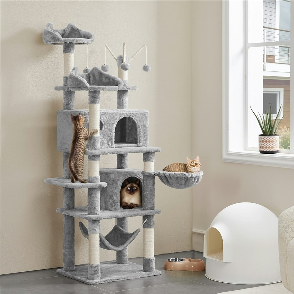 image 1 of Yaheetech 170 cm Multi-Level Cat Play House Light Grey