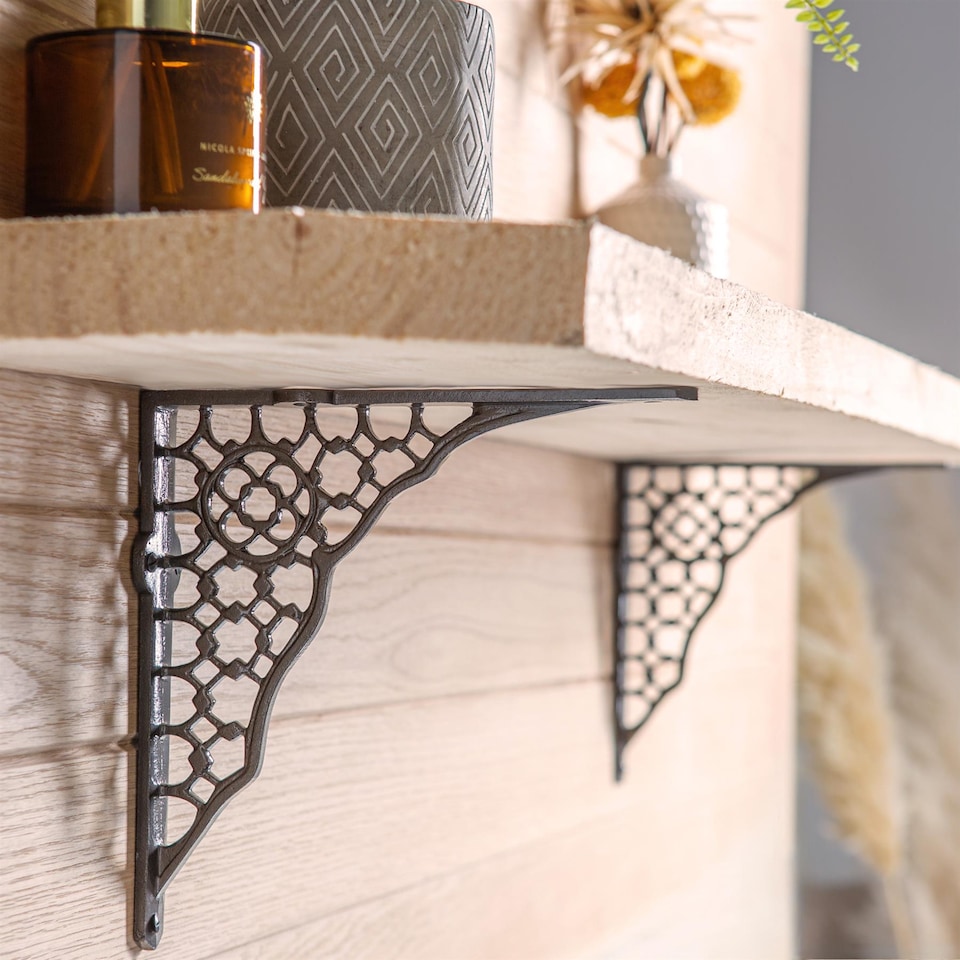 image 1 of Hammer & Tongs Honeycomb Iron Shelf Bracket - D205mm - Black