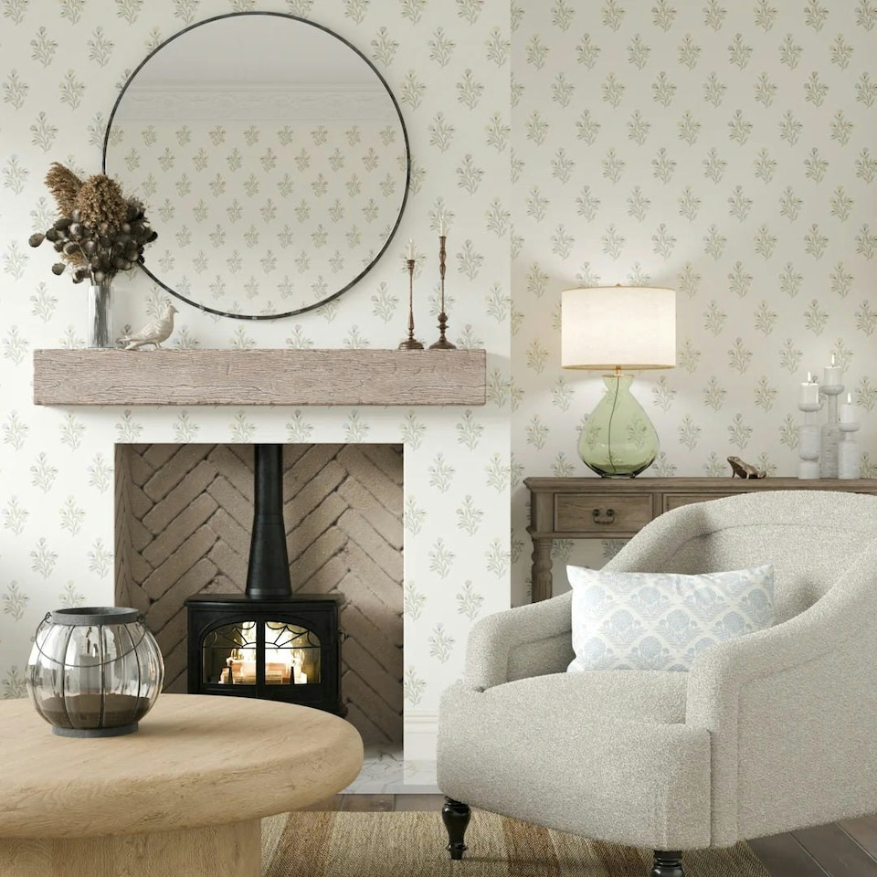 image 1 of Meadow Flower Wallpaper in Pastels Multi