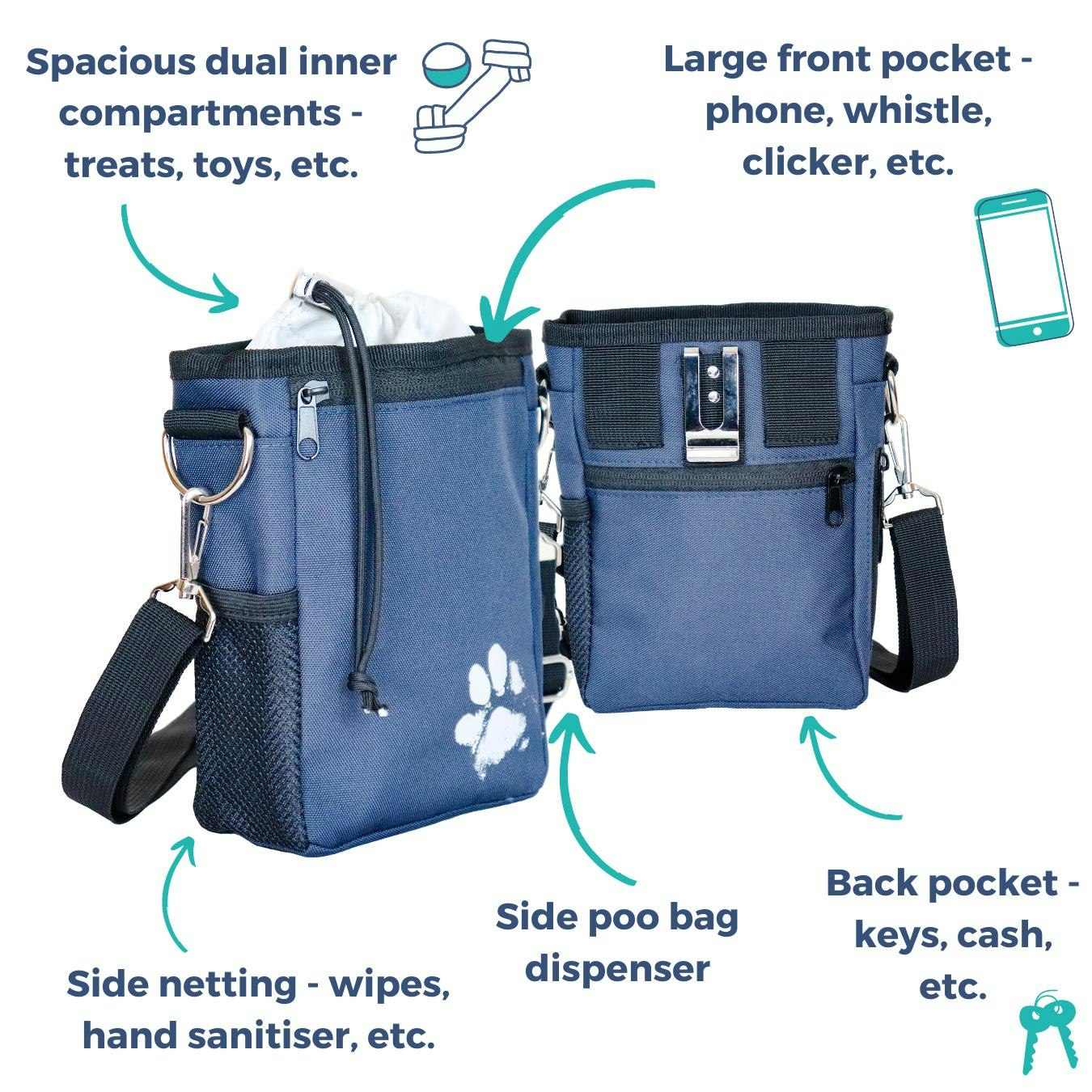 Pet Training Treat Pouch Dog Walking Bag With Built-in Poop Bag