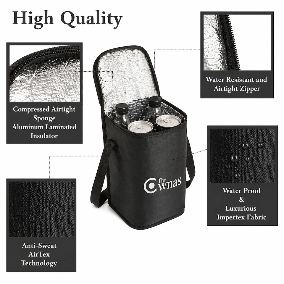 image 1 of Camp&Fire Cooler Bag. 6L Insulated Thermal Bag with Shoulder Strap for Picnic, Travel and Camping. | Black | 1
