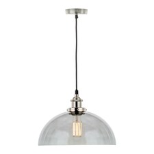 Antique Silver Metal and Smoked Glass Dome Pendant Grey | W30xD30xH120cm
