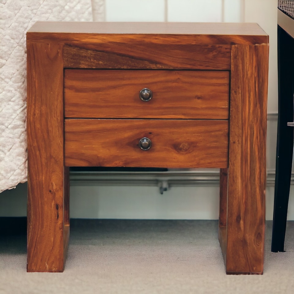 image 1 of ArtisaN Furniture Solid Wood U-Square Honey Bedside